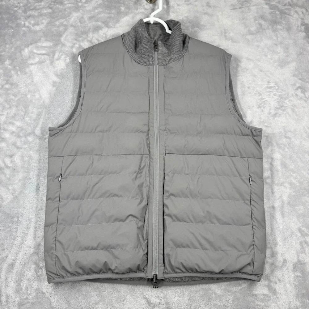 COLLARS & CO Regent Reversible Quilted Wool Vest Mens M Heathered Gray NWOT